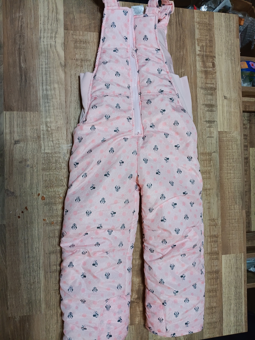 Disney Pink Printed Puffer Snow Bib Overalls
